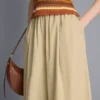 Paper-touch pleated barrel-leg pants