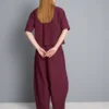 Paper-touch pleated barrel-leg pants