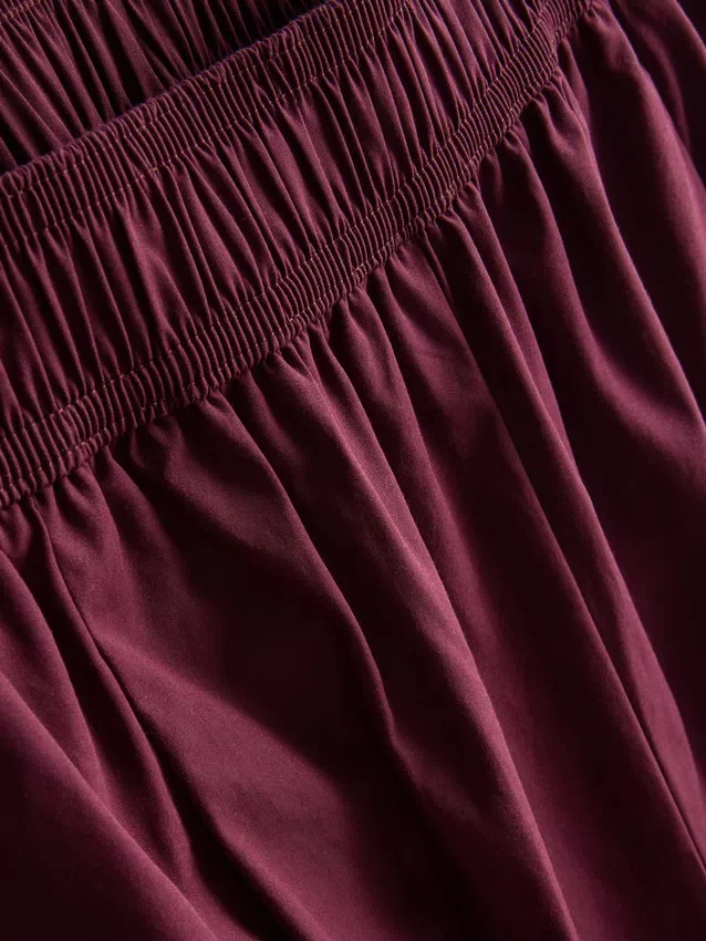 Paper-touch pleated barrel-leg pants