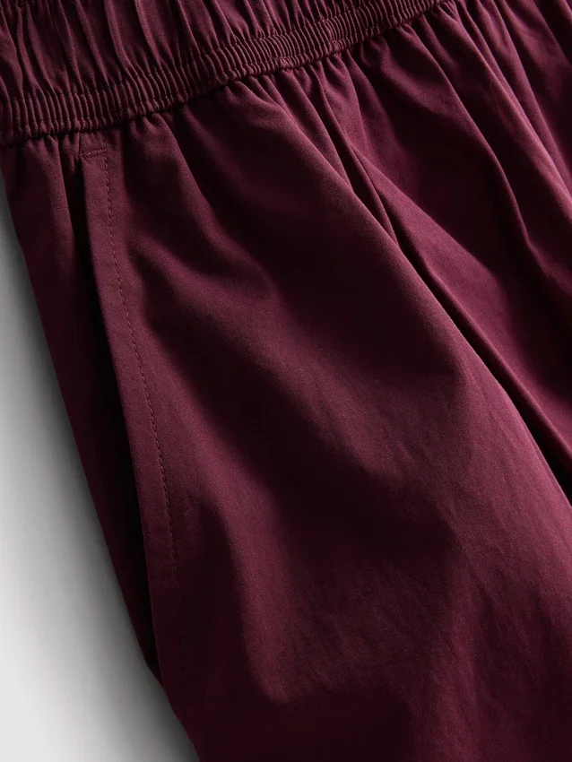 Paper-touch pleated barrel-leg pants