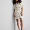 Paula echevarría beaded embroidered cotton beach shirt