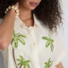 Paula echevarría beaded embroidered cotton beach shirt