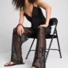 Paula echevarría beaded mesh wide leg pants
