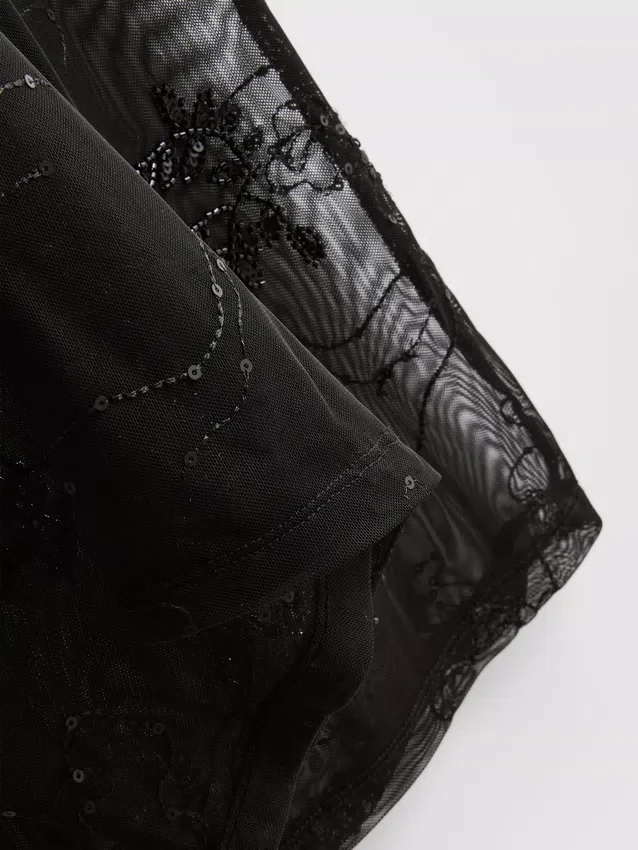 Paula echevarría beaded mesh wide leg pants