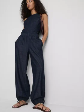 Paula echevarría cotton-rich denim harem pants