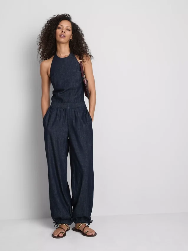 Paula echevarría cotton-rich denim harem pants