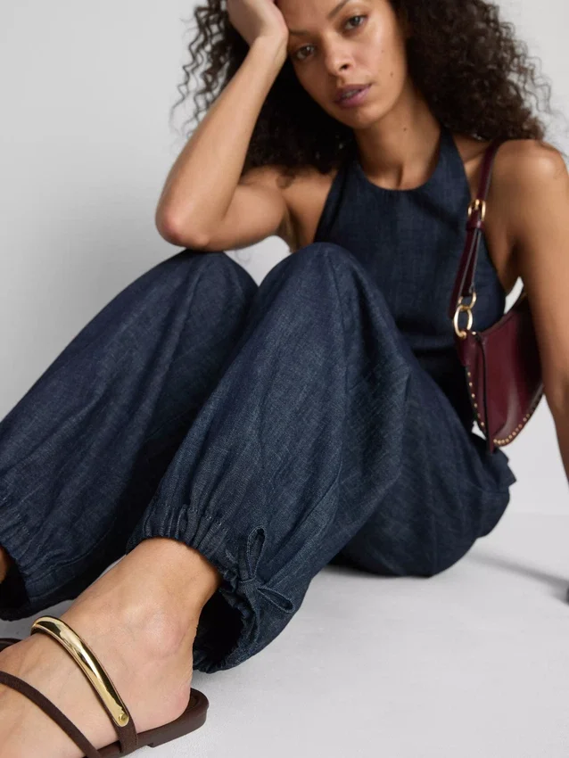 Paula echevarría cotton-rich denim harem pants