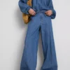 Paula echevarría cotton-rich denim wide-leg pants