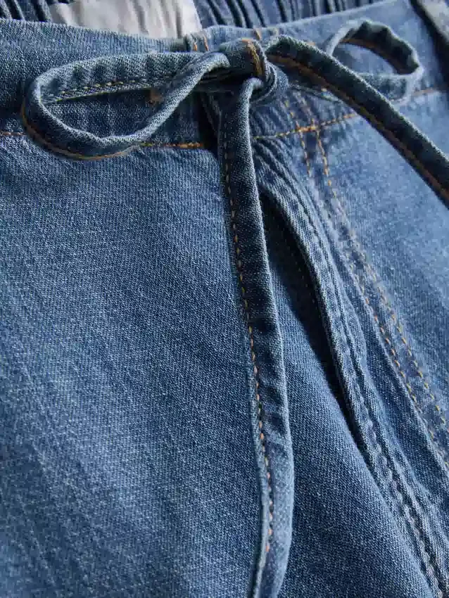 Paula echevarría cotton-rich denim wide-leg pants