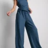 Paula echevarría crinkle wide leg pants
