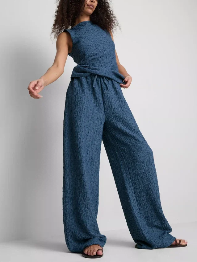 Paula echevarría crinkle wide leg pants