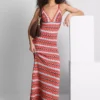Paula echevarría crochet v-neck maxi dress