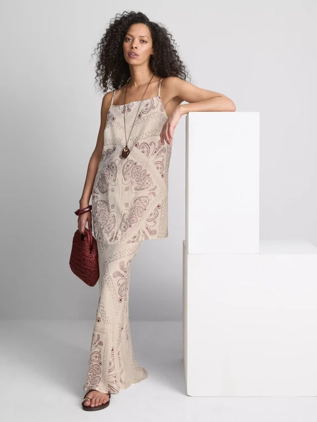 Paula echevarría crushed satin longline cami top