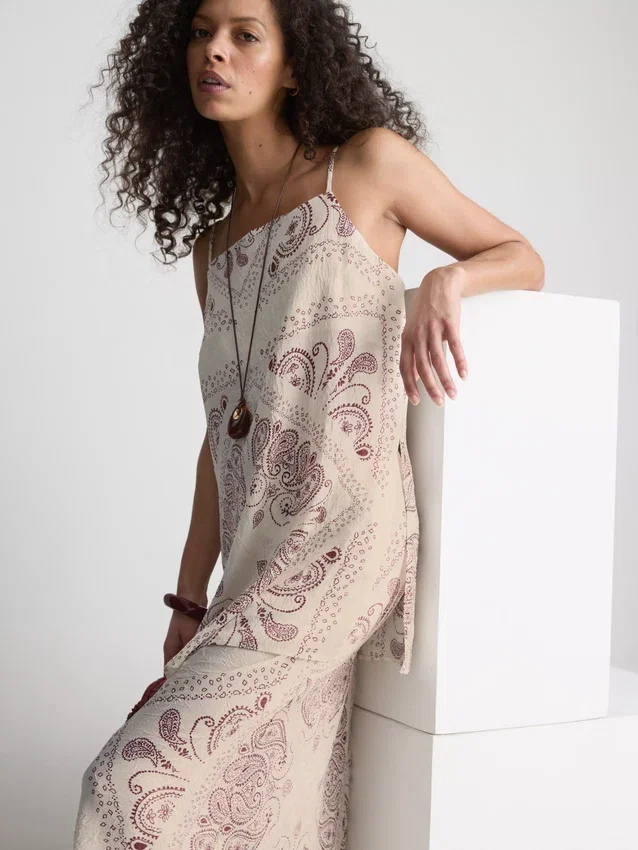 Paula echevarría crushed satin longline cami top