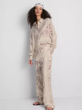 Paula echevarría crushed satin wide leg pants