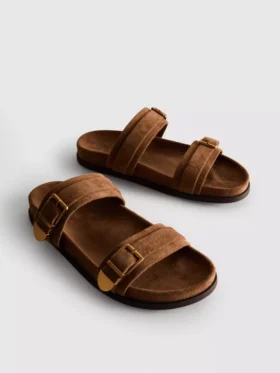 Paula echevarría double-strap buckle sandals