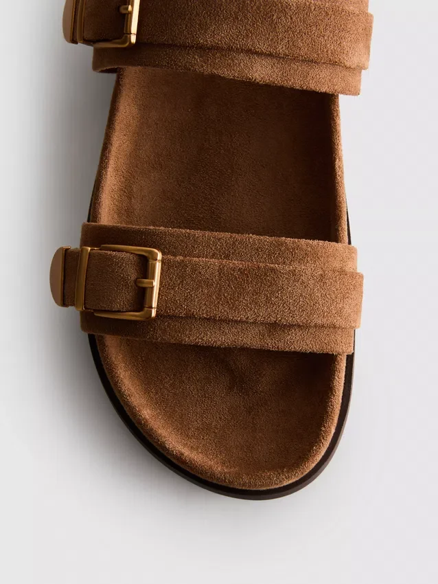 Paula echevarría double-strap buckle sandals