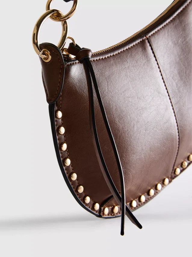 Paula echevarría faux leather studded shoulder bag