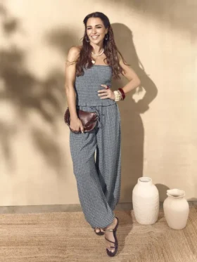 Paula echevarría gingham ruffle bandeau top