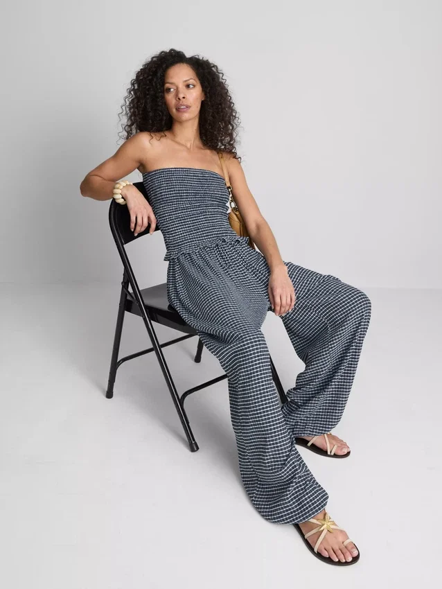 Paula echevarría gingham ruffle bandeau top