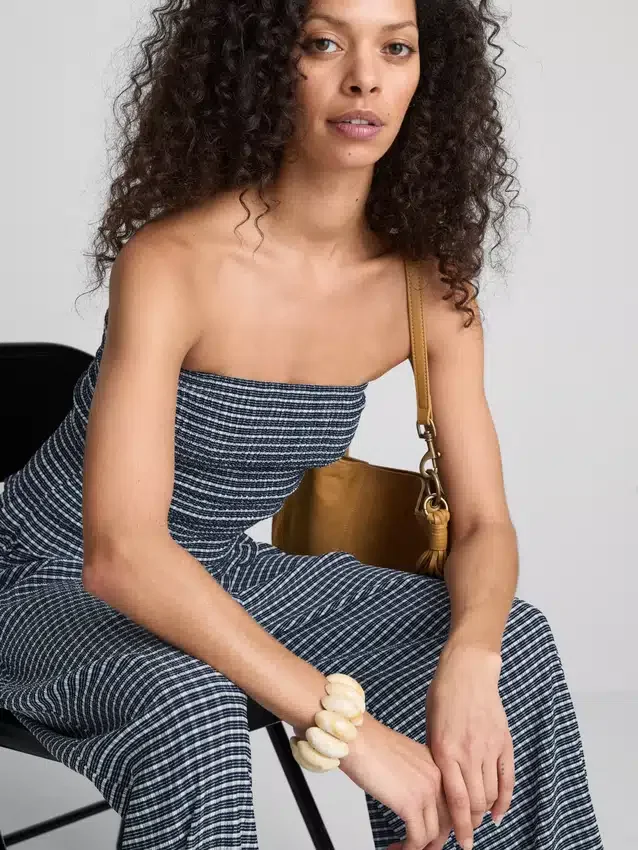 Paula echevarría gingham ruffle bandeau top