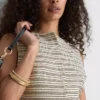 Paula echevarría knitted stripe button down top