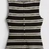 Paula echevarría knitted stripe button down top