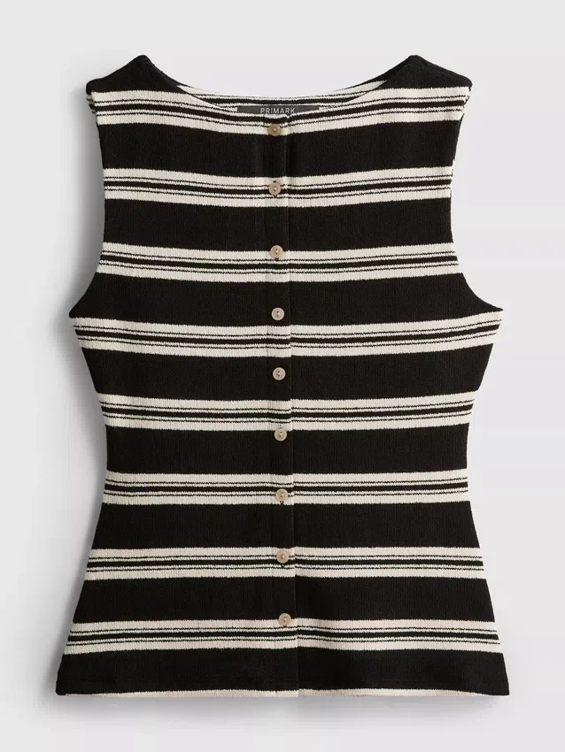 Paula echevarría knitted stripe button down top