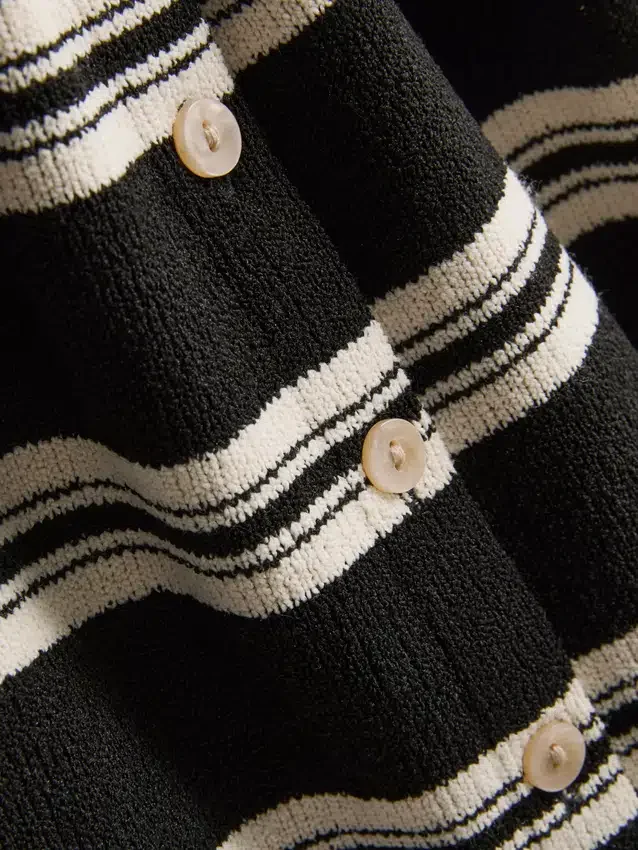 Paula echevarría knitted stripe button down top