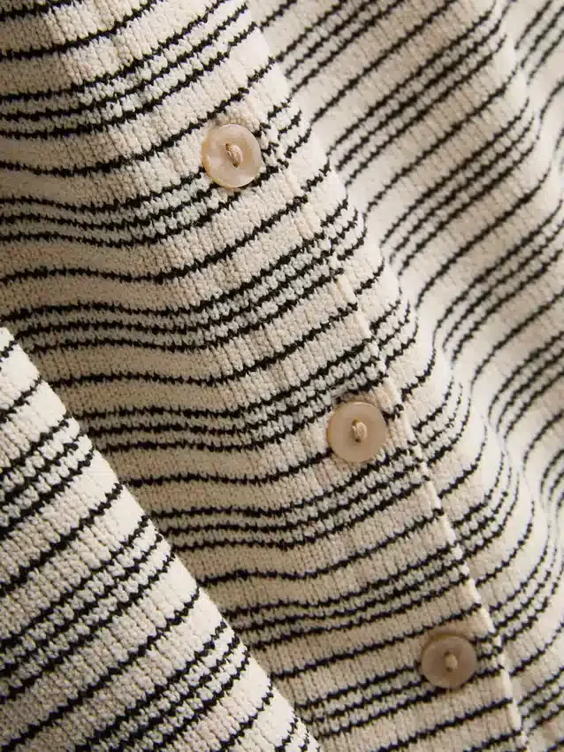 Paula echevarría knitted stripe button down top