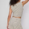 Paula echevarría knitted striped mini shorts