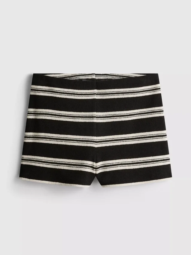 Paula echevarría knitted striped mini shorts