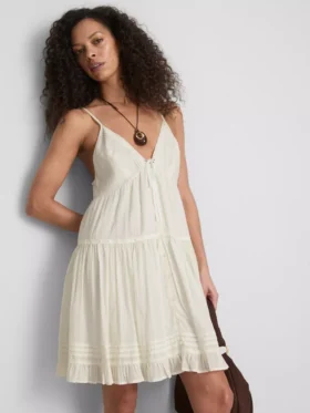 Paula echevarría lace trim ruffle mini dress