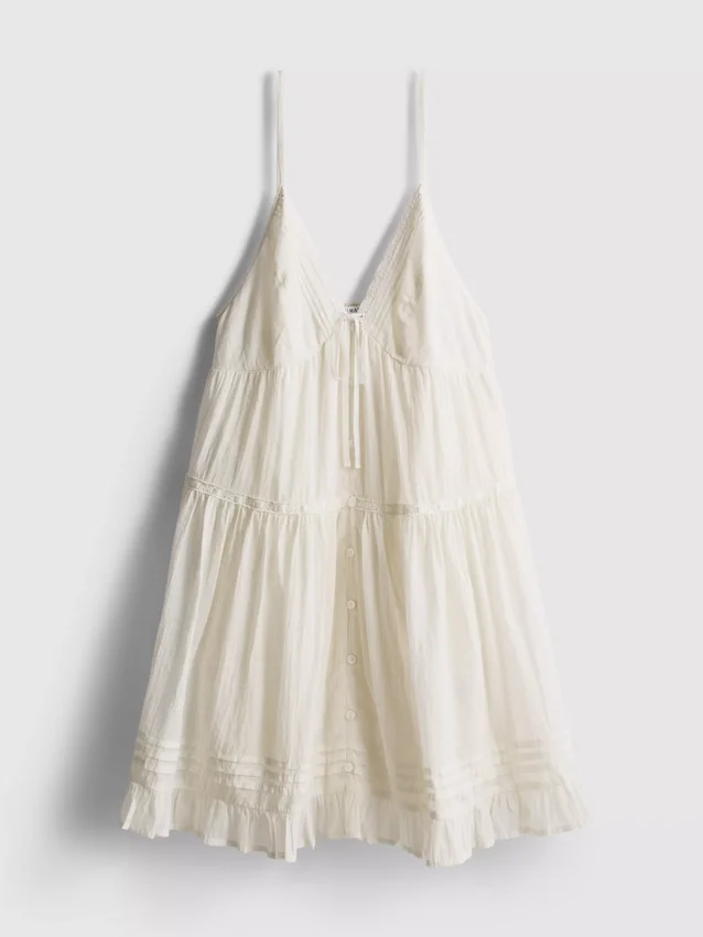 Paula echevarría lace trim ruffle mini dress