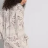 Paula echevarría paisley crushed satin button-up shirt