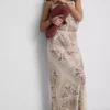 Paula echevarría printed satin bias maxi skirt