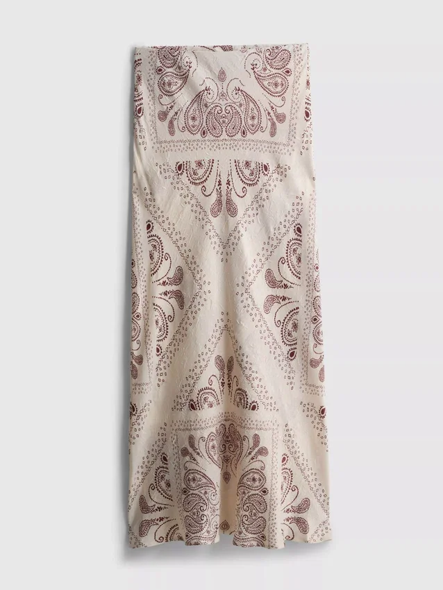 Paula echevarría printed satin bias maxi skirt