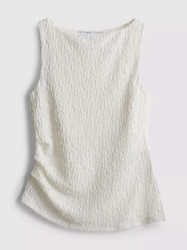 Paula echevarría ruched crinkle tank top
