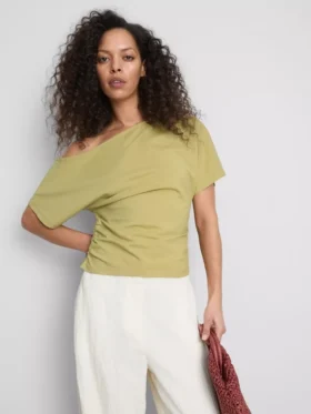 Paula echevarría ruched off-shoulder top