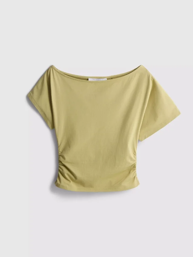 Paula echevarría ruched off-shoulder top
