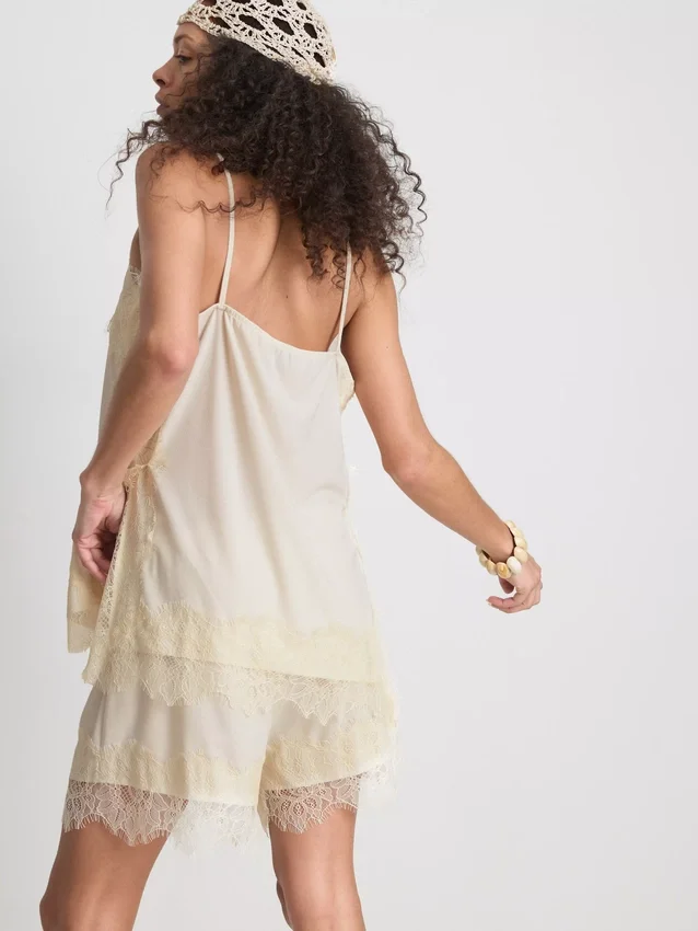 Paula echevarría satin lace-trim cami top