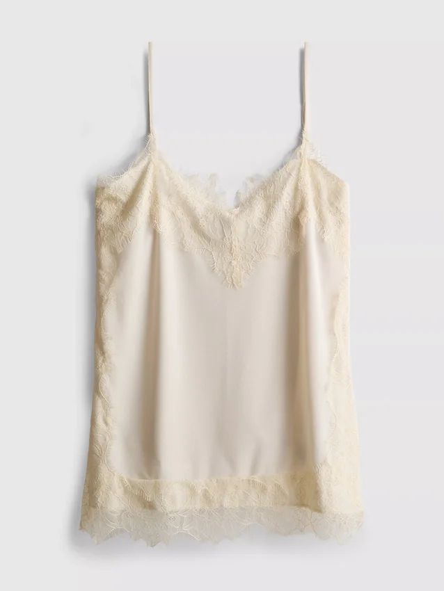 Paula echevarría satin lace-trim cami top