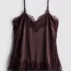 Paula echevarría satin lace-trim cami top