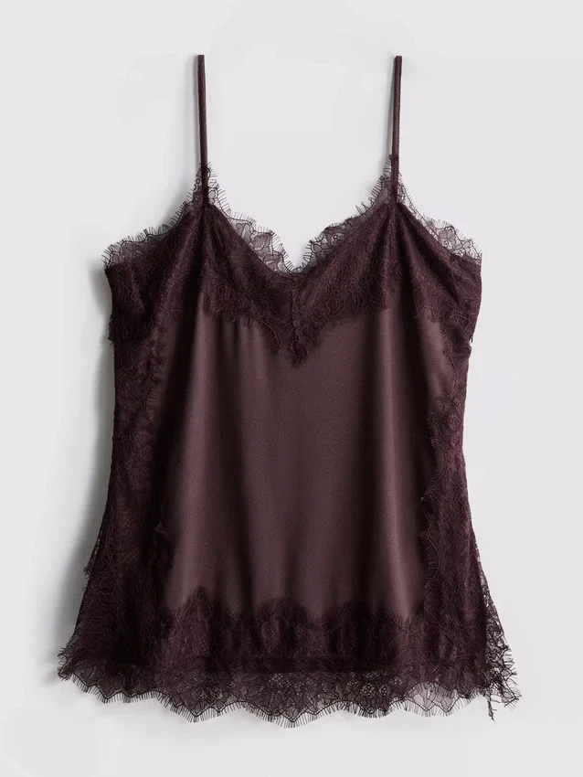 Paula echevarría satin lace-trim cami top