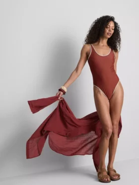 Paula echevarría stitch-detail swimsuit