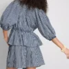 Paula echevarría striped seersucker puff-sleeve blouse