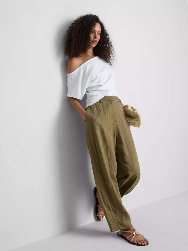 Paula echevarría textured barrel-leg pants