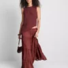 Paula echevarría tiered crinkle lace midi skirt