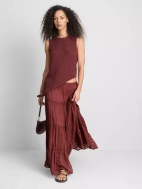 Paula echevarría tiered crinkle lace midi skirt