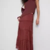 Paula echevarría tiered crinkle lace midi skirt